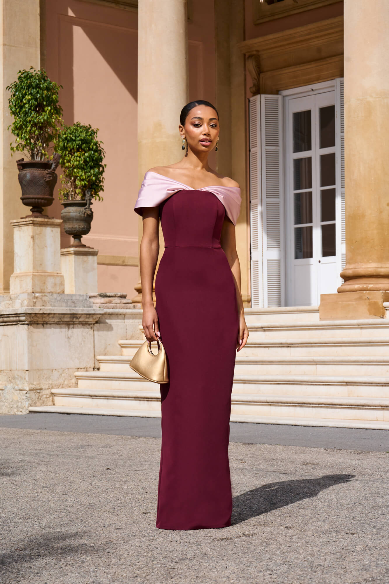 Vestido Rafaela Berenjena y Rosa