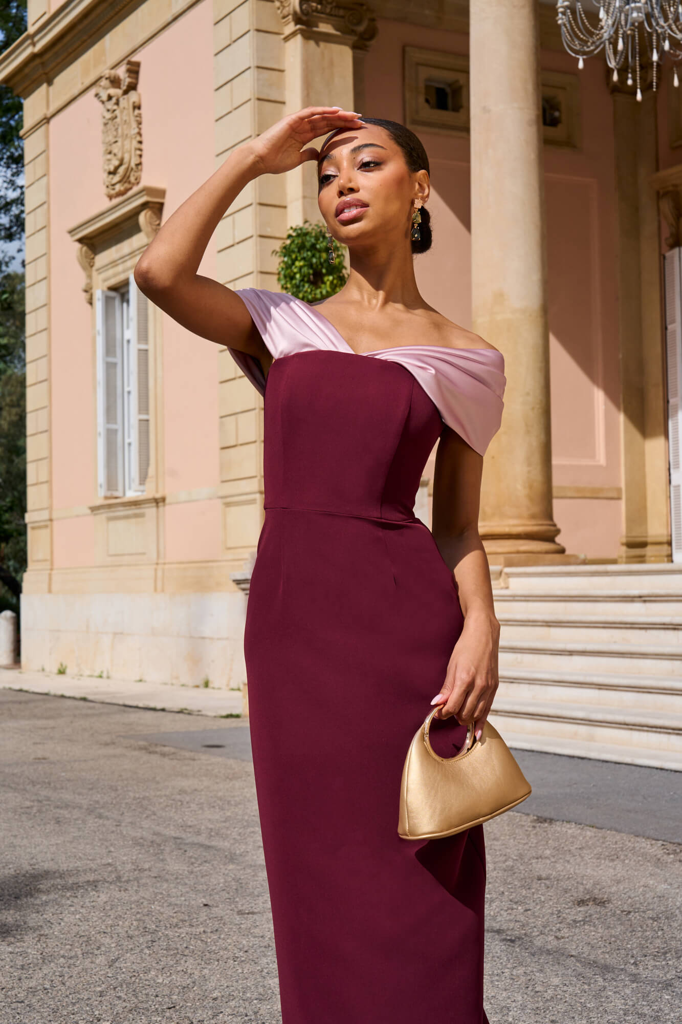 Vestido Rafaela Berenjena y Rosa