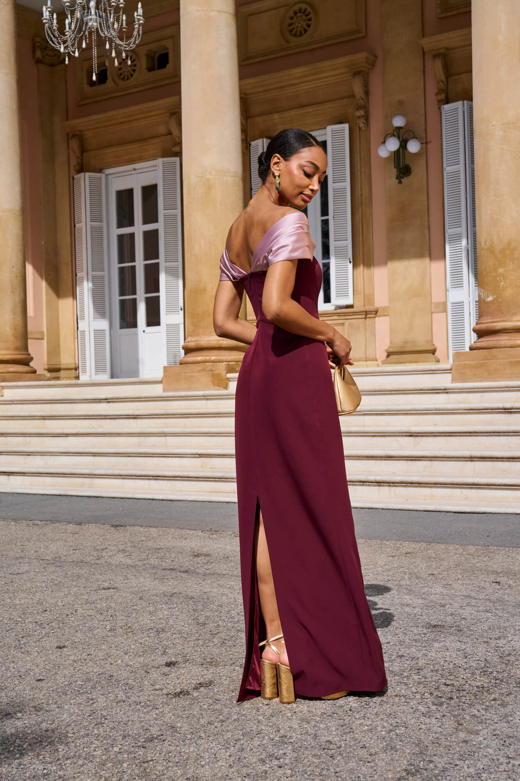 Vestido Rafaela Berenjena y Rosa