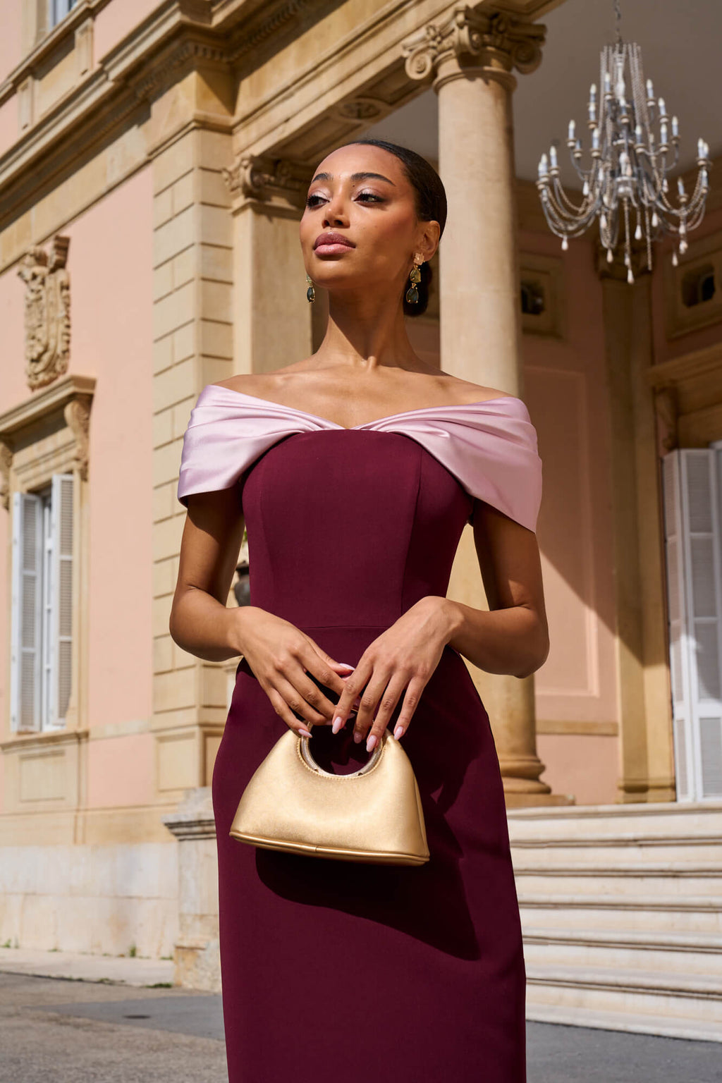 Vestido Rafaela Berenjena y Rosa