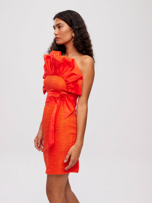 AGALI ORANGE - Vestido corto popelín naranja