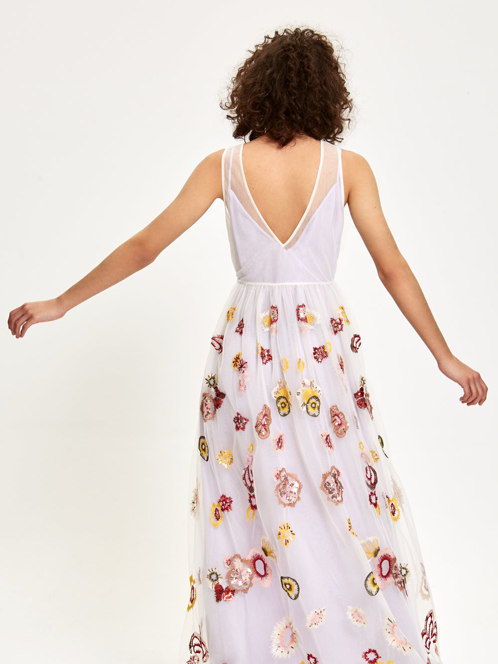 AGATA - Vestido de Tul Bordado Flores y Lentejuelas