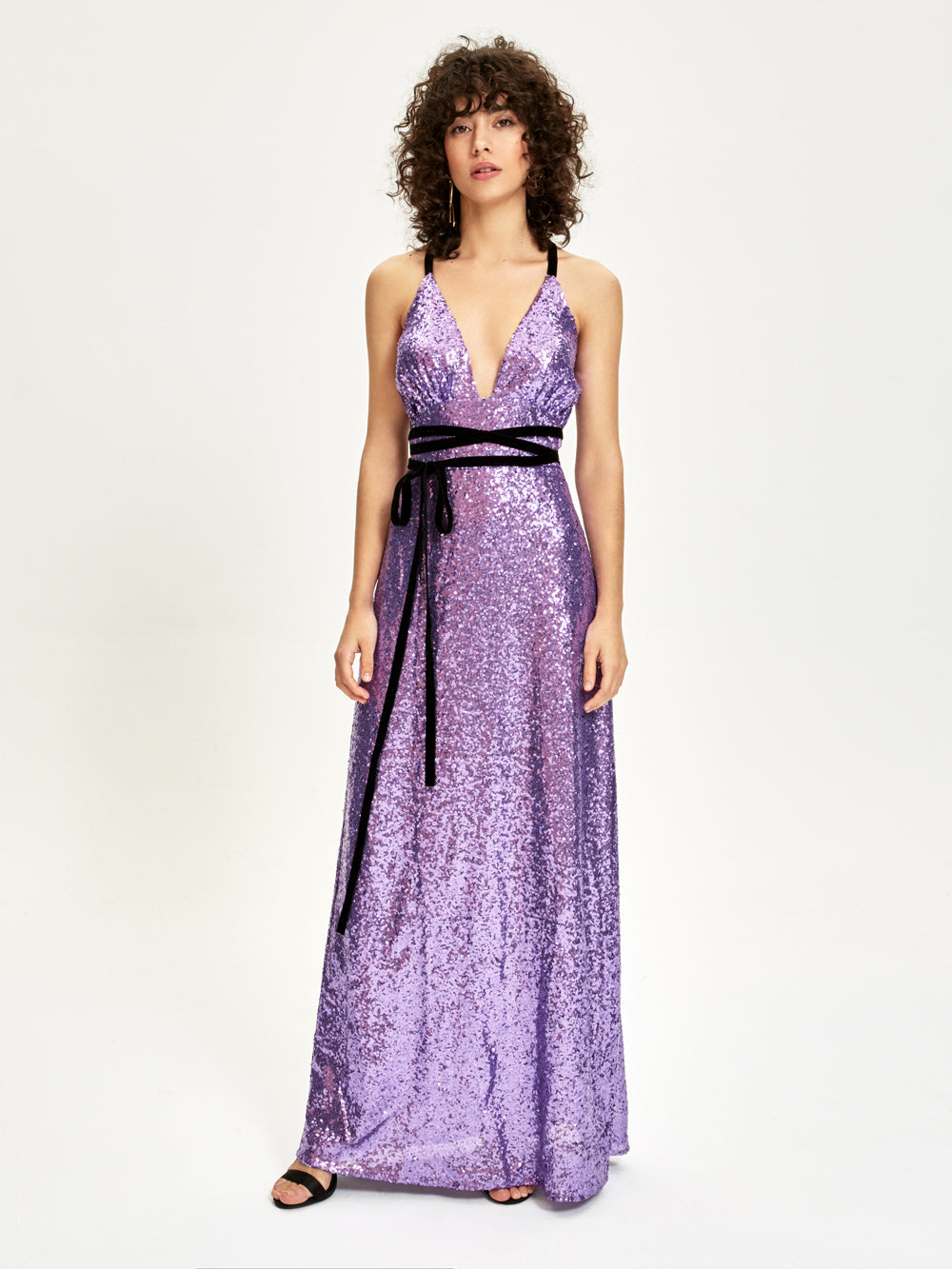 AMATISTA - Vestido Largo de Lentejuelas UltraViolet