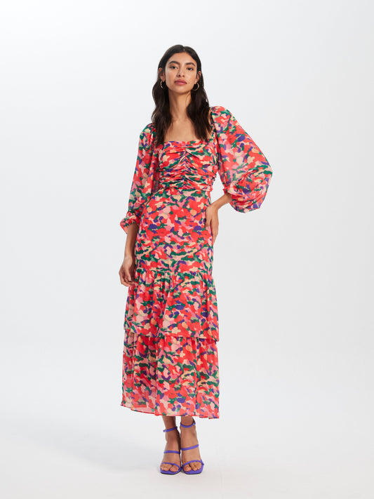 BERTA SUMMER - Vestido chifón largo estampado