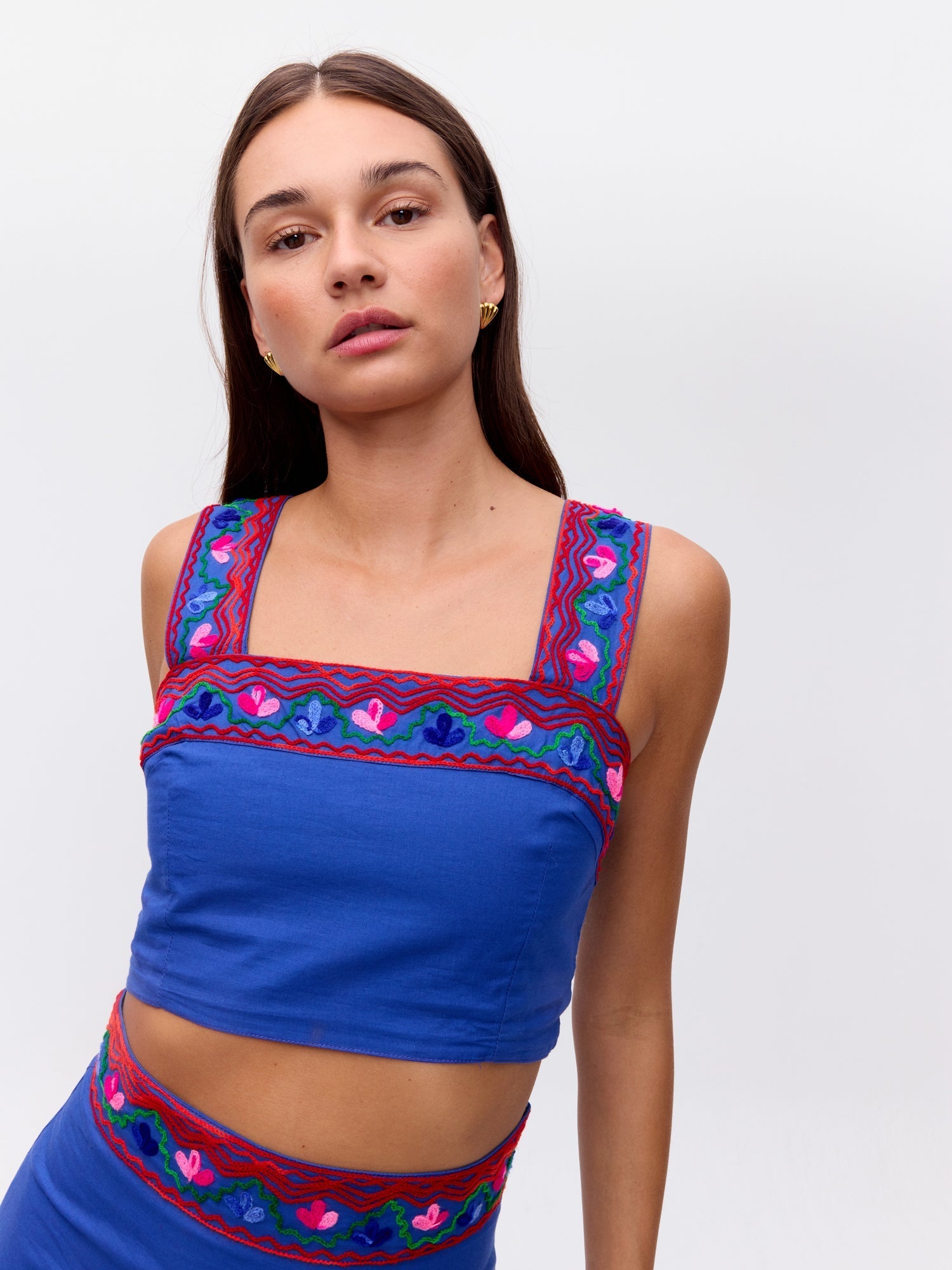 CACAO TOP BLUE - Crop top bordado azul