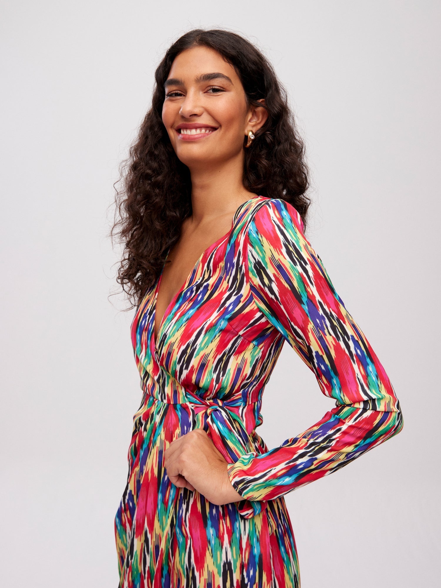 CIES IKAT - Vestido wrap midi print ikat