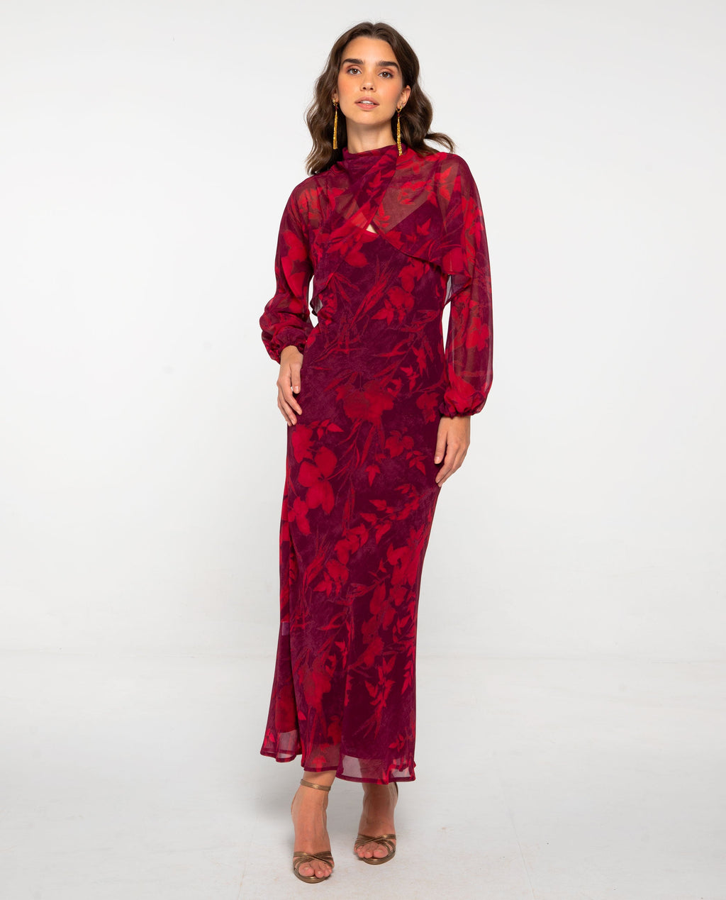 VESTIDO y CHAQUETA ADELA · GRANATE