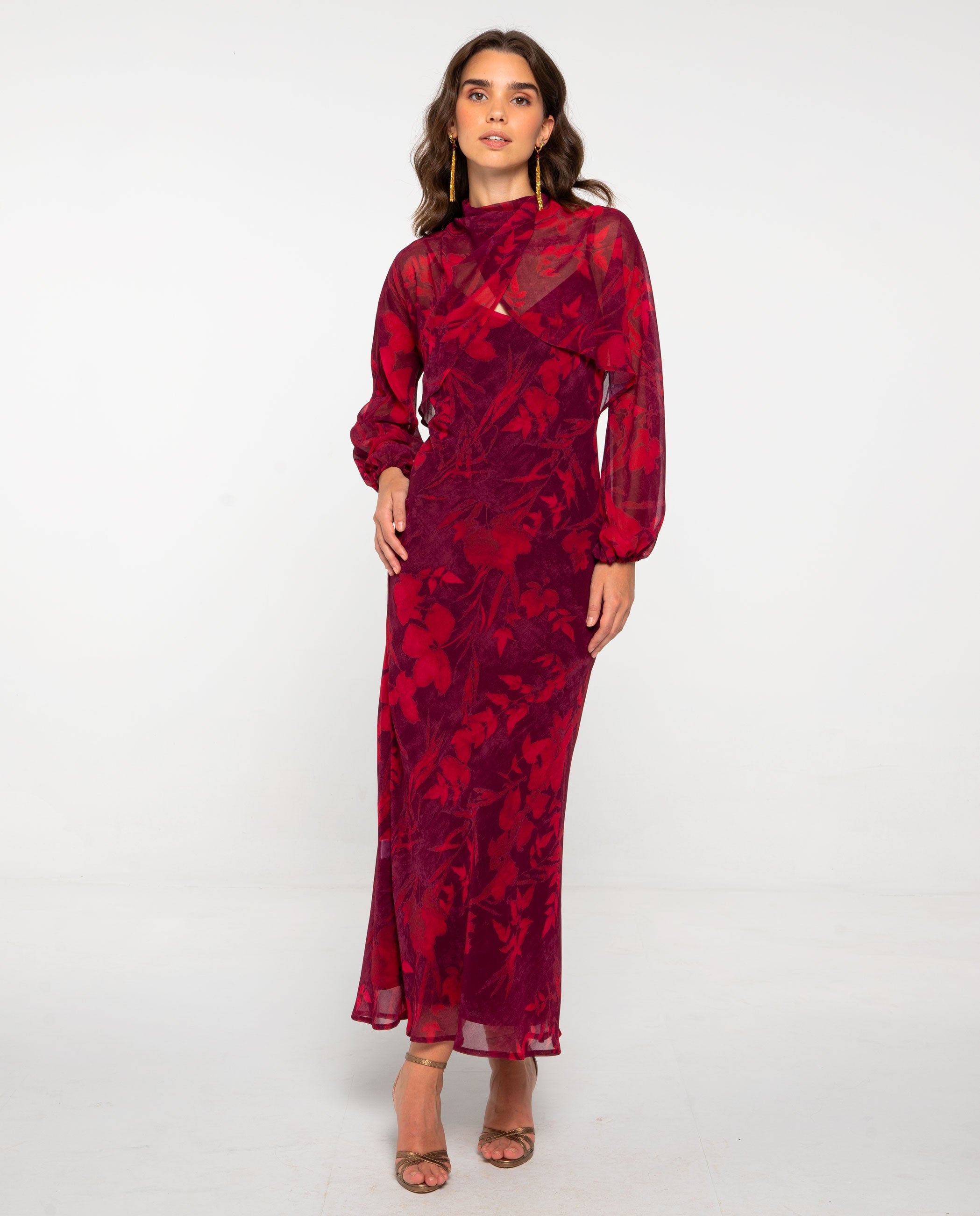 VESTIDO y CHAQUETA ADELA · GRANATE