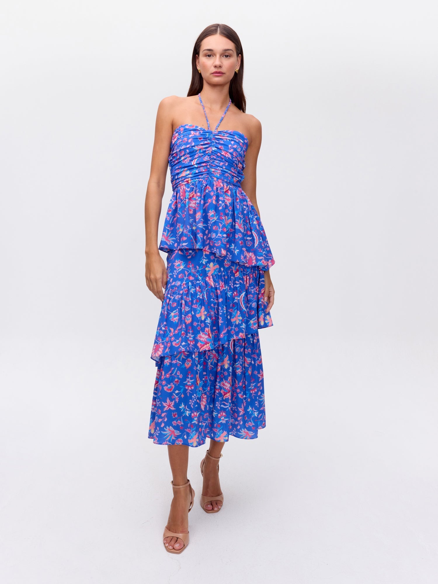 ESPERANZA FOLK - Vestido tirantes cuello volantes floral print