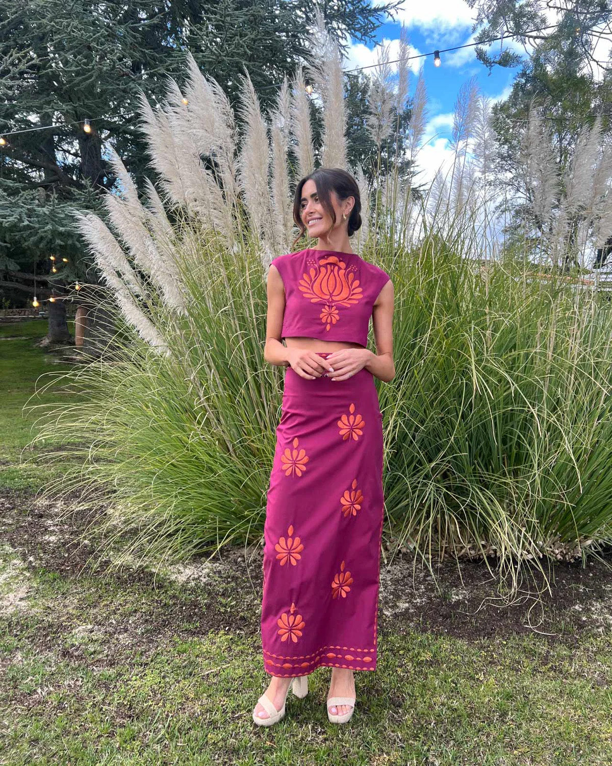 Falda Dune Vino Bordado