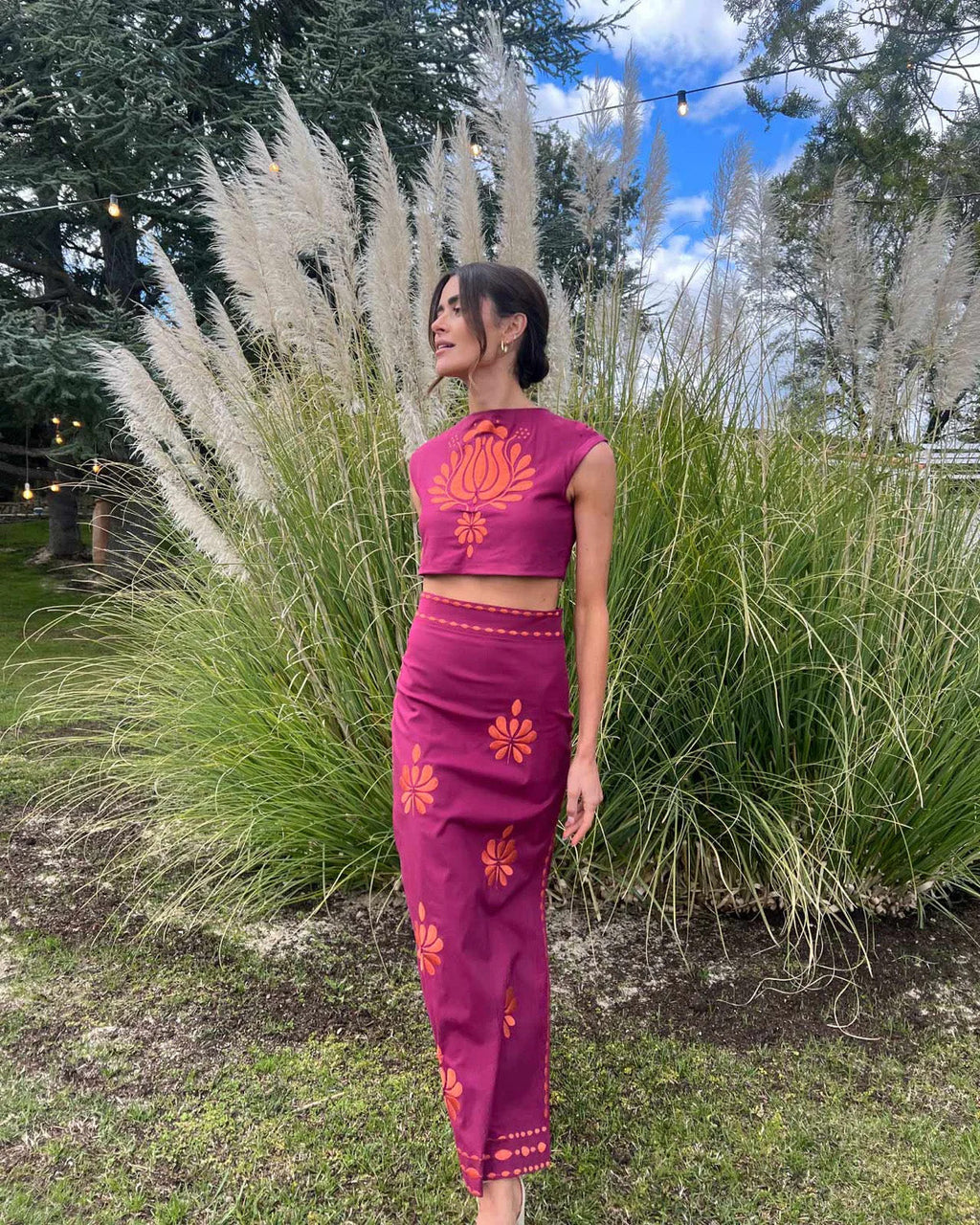 Falda Dune Vino Bordado