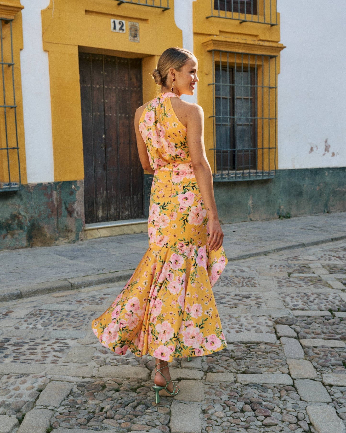 FALDA EMILIA ESTAMPADO FLORAL AMARILLO