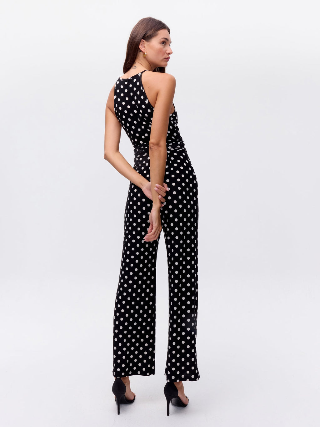 FLAVOR DOTS - Mono de lunares cuello halter blanco y negro