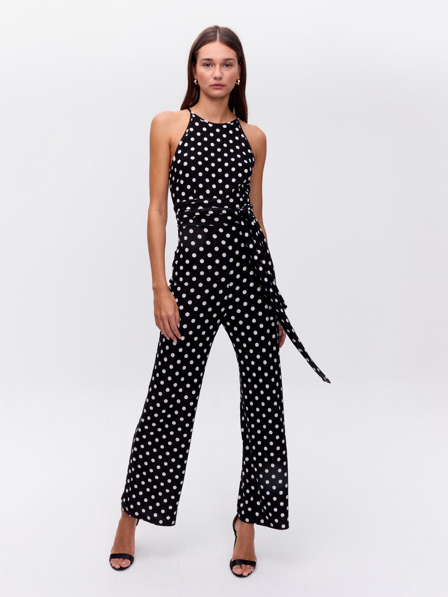 FLAVOR DOTS - Mono de lunares cuello halter blanco y negro
