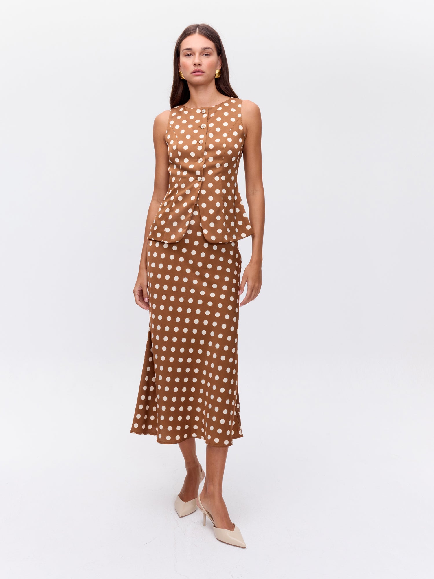 MACAO DOTS - Conjunto falda midi y chaleco llunares