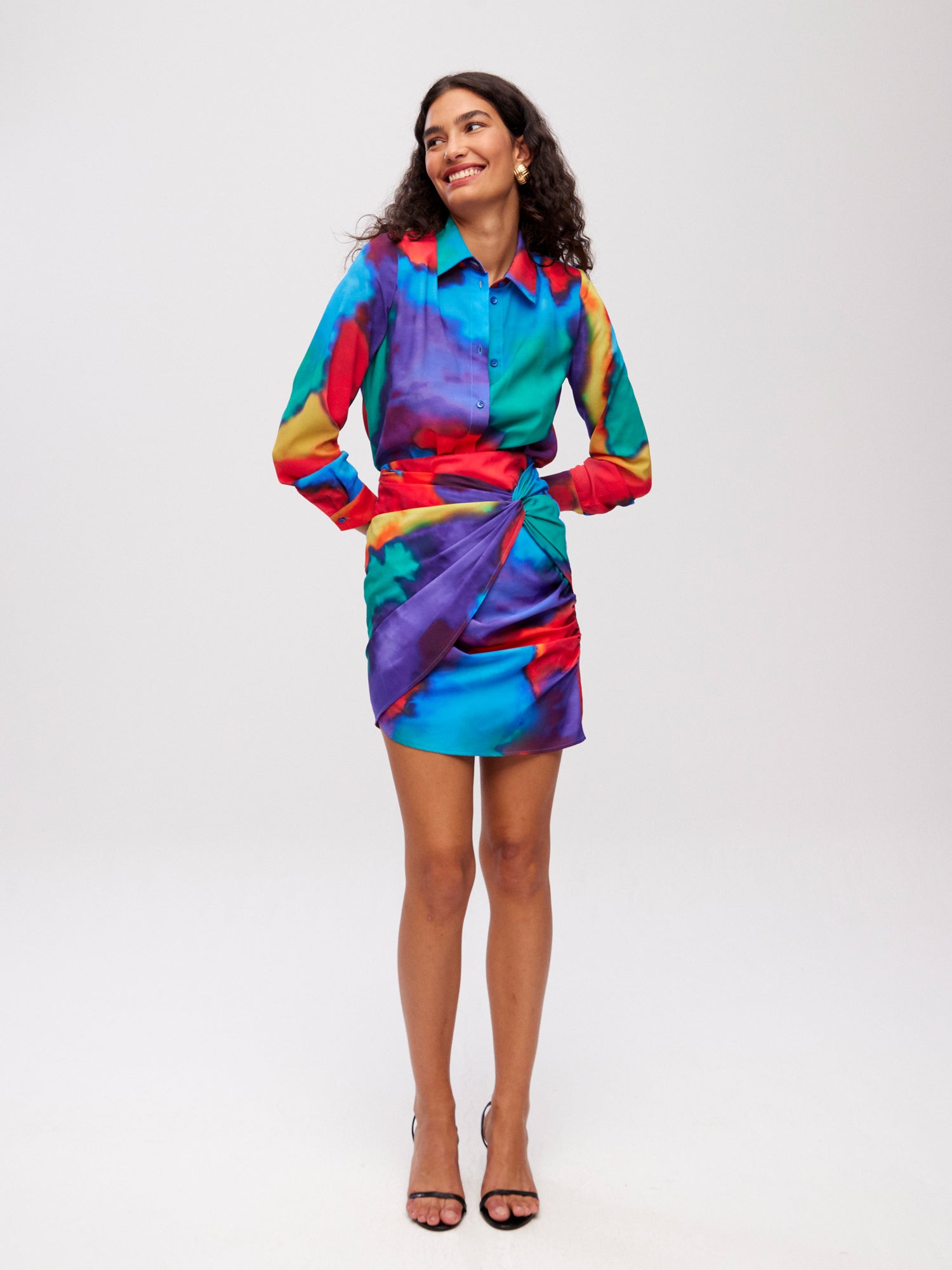 MAYA SKIRT TIEDYE - Falda corta con nudo estampada tiedye