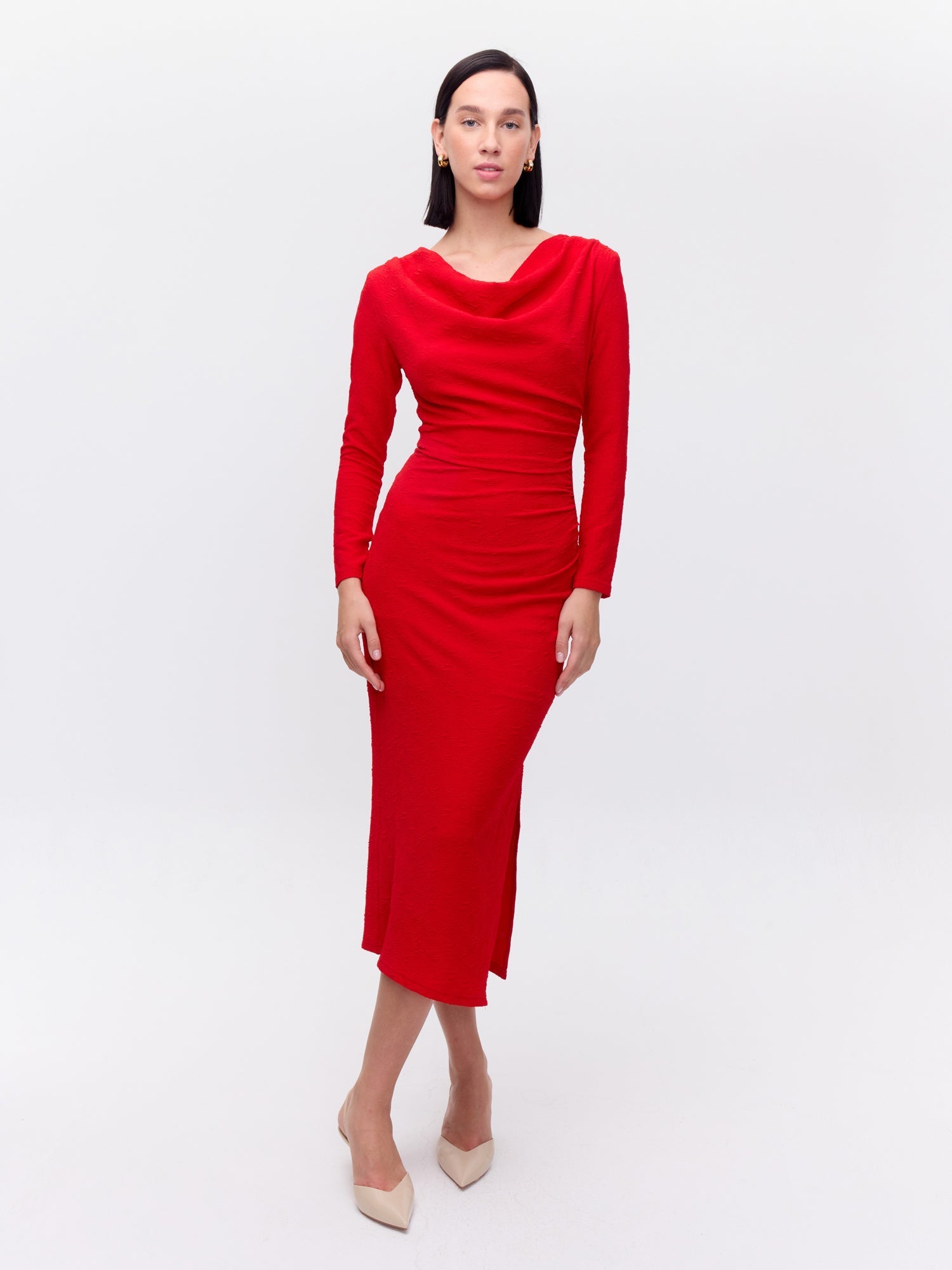 OCASO RED - Vestido cuello drapeado JCQRD rojo