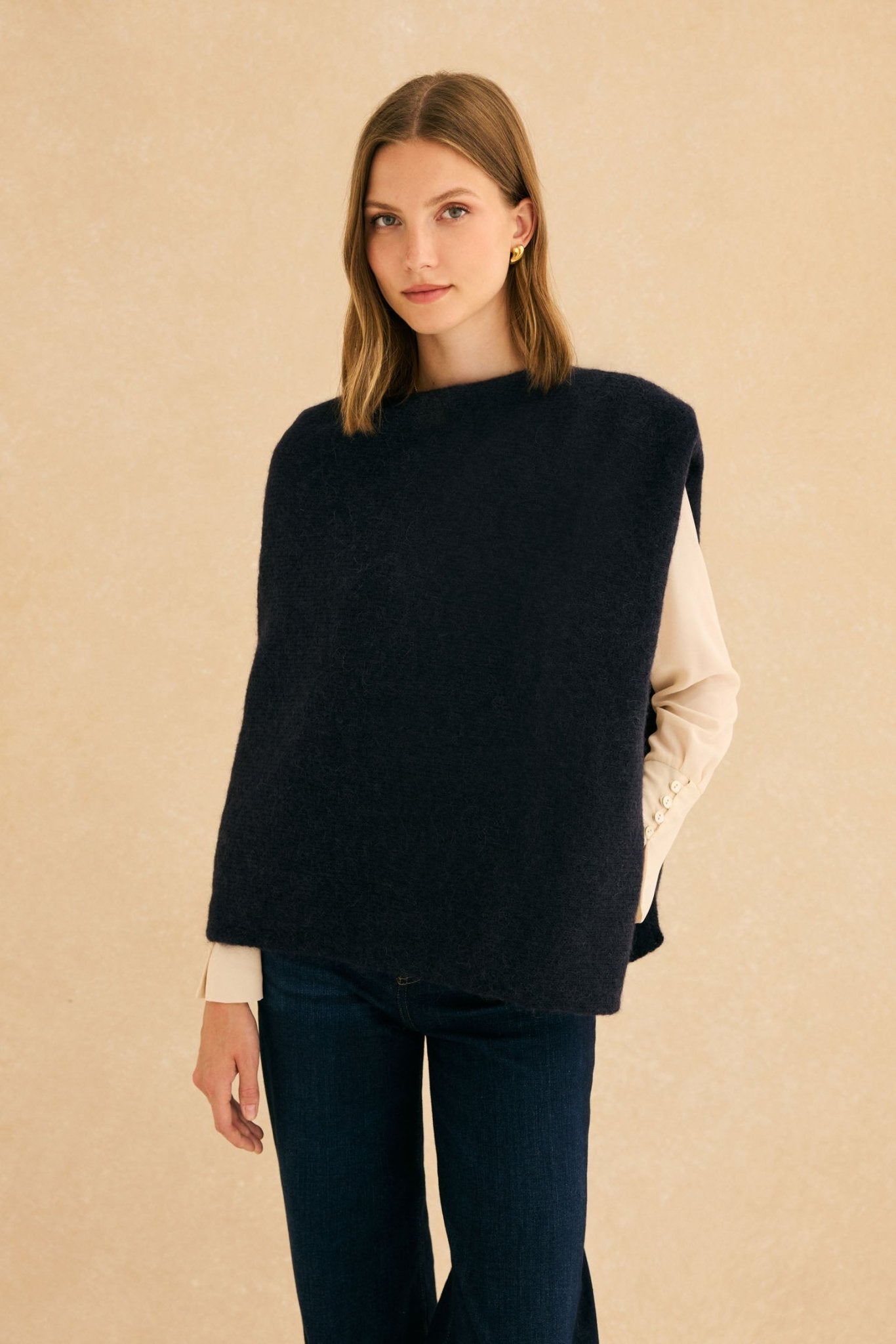 Poncho MOHAIR Azul Marino