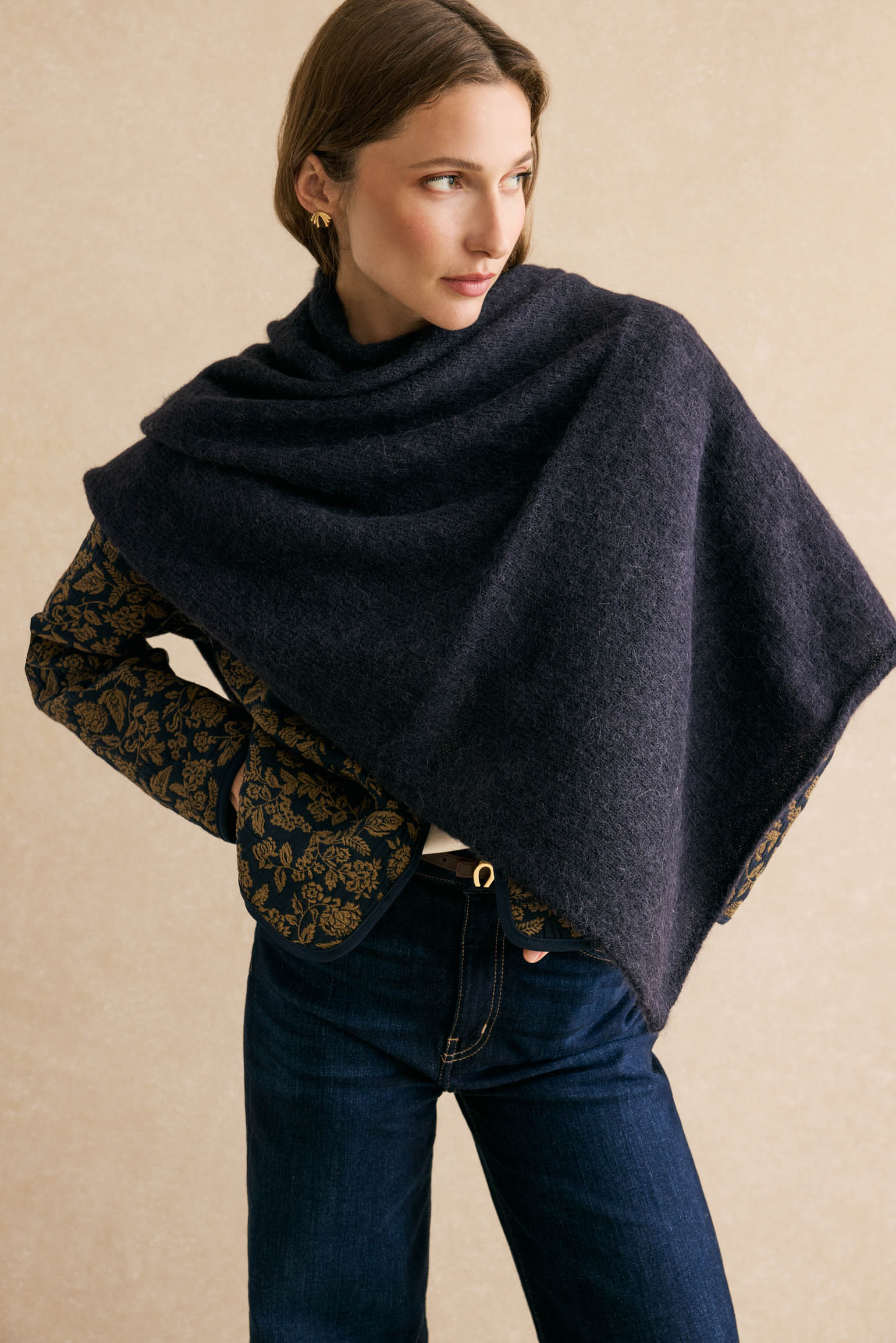 Poncho MOHAIR Azul Marino