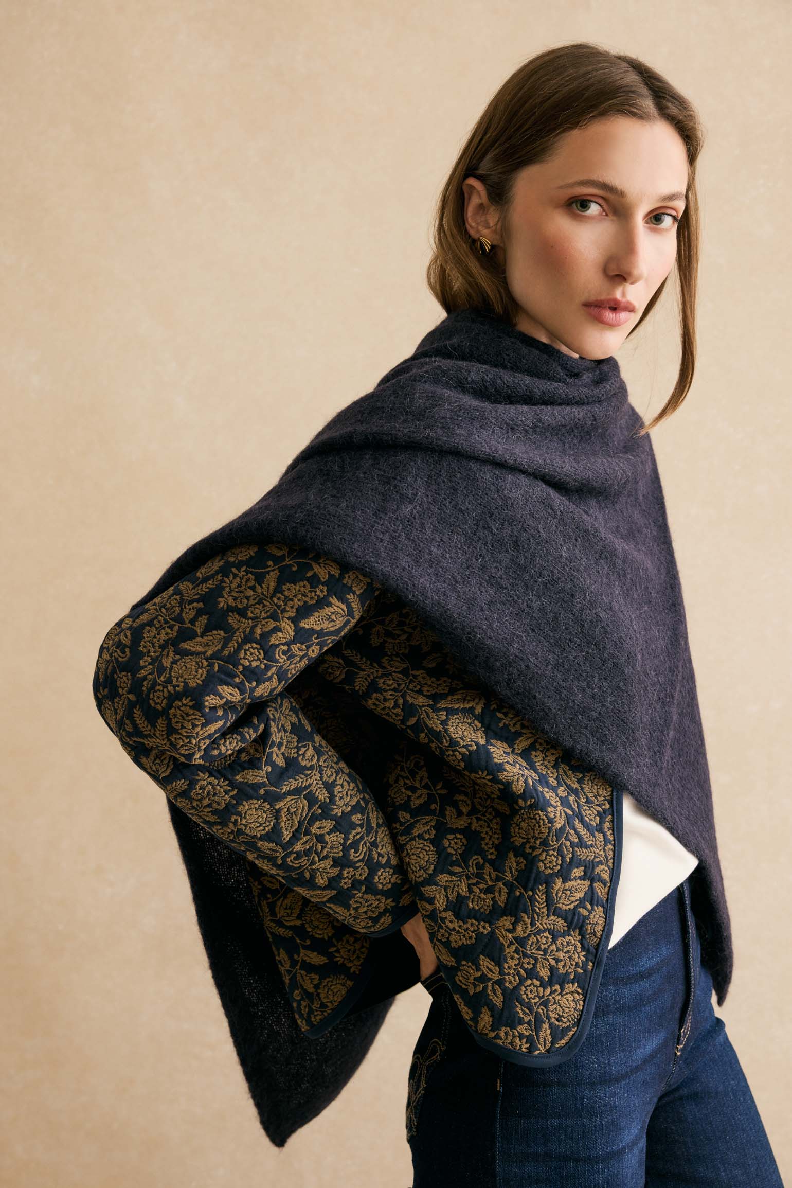 Poncho MOHAIR Azul Marino