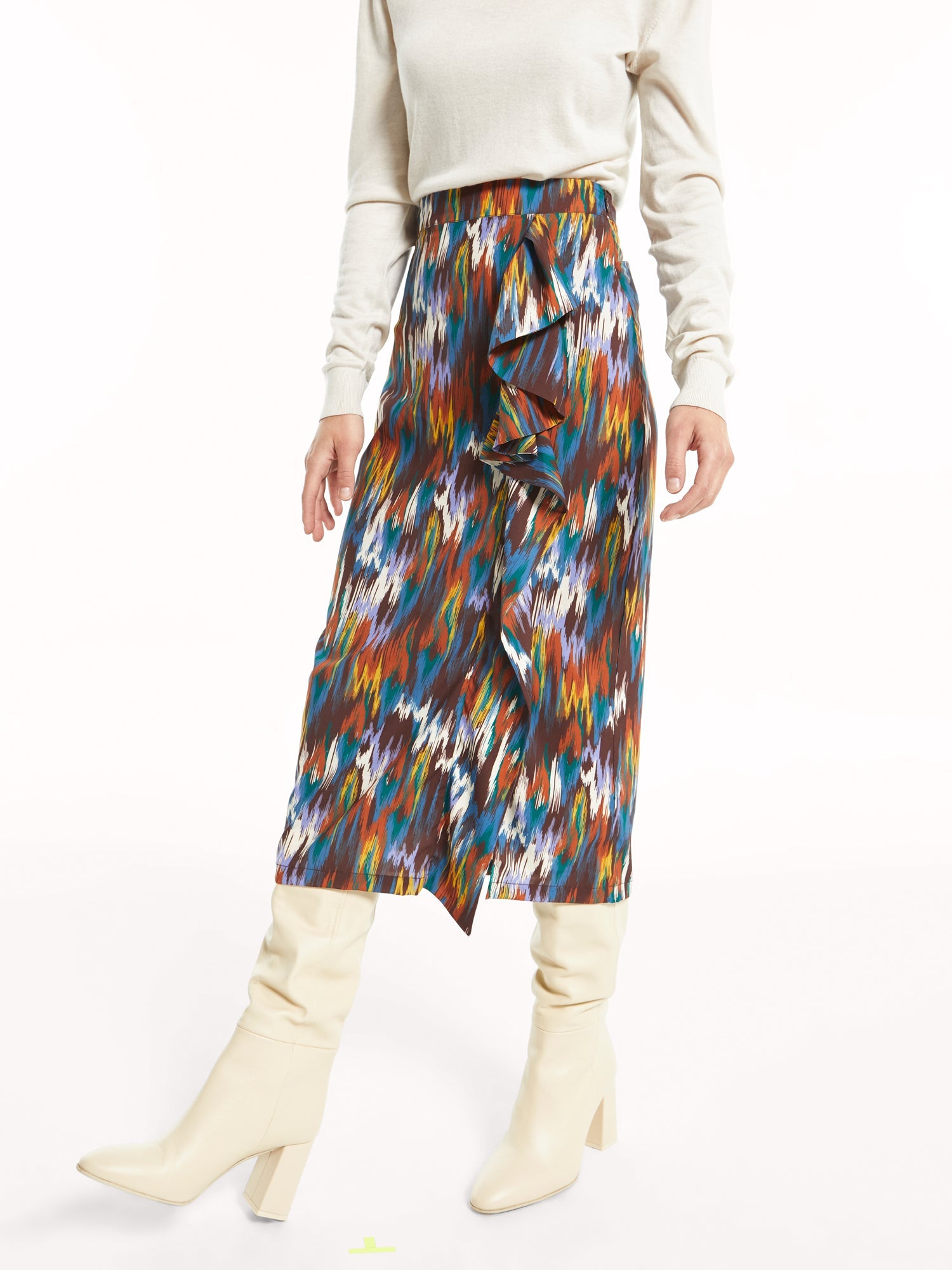 SAMBA IKAT - Falda midi estampado ikat con volante