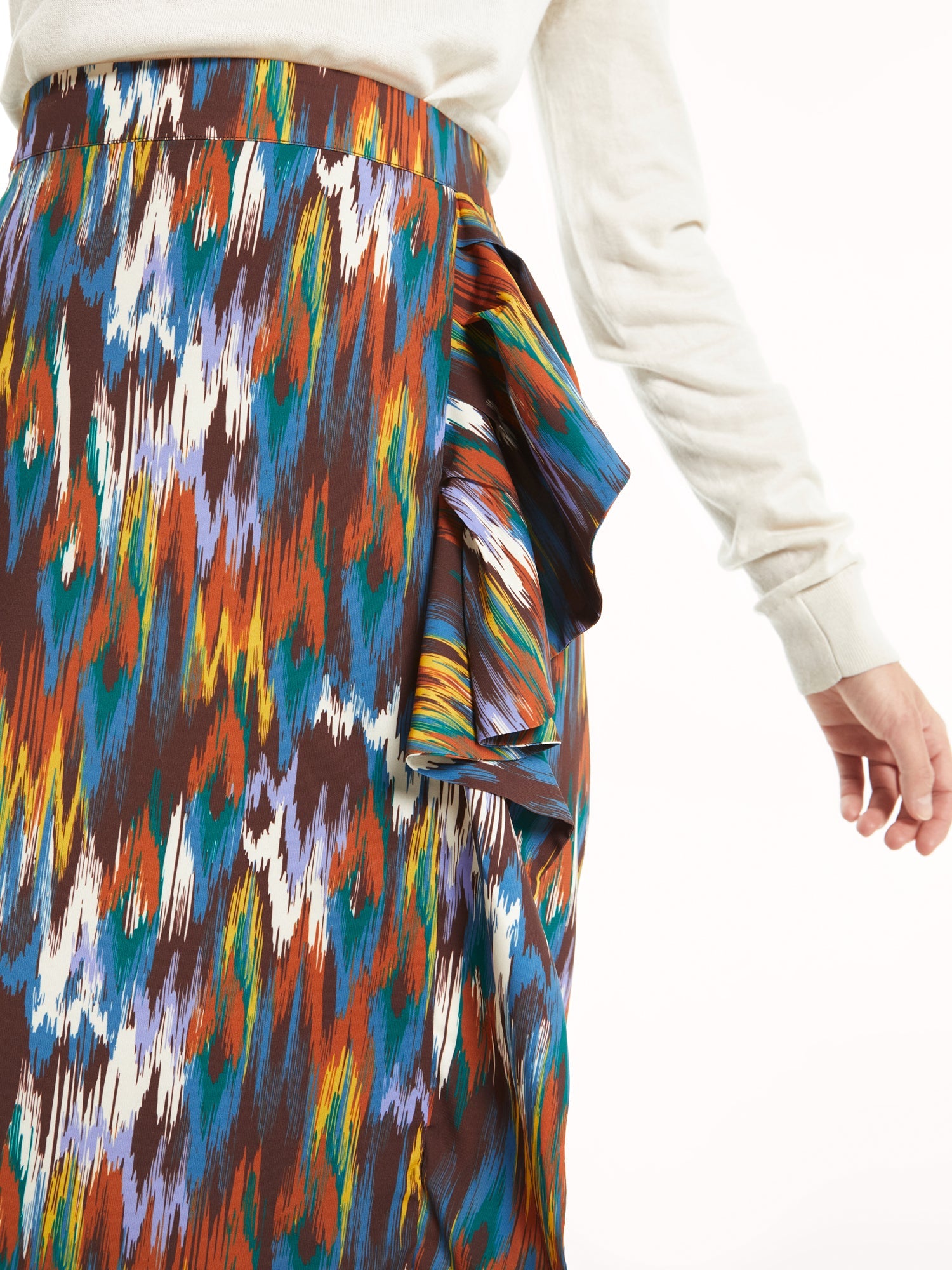 SAMBA IKAT - Falda midi estampado ikat con volante