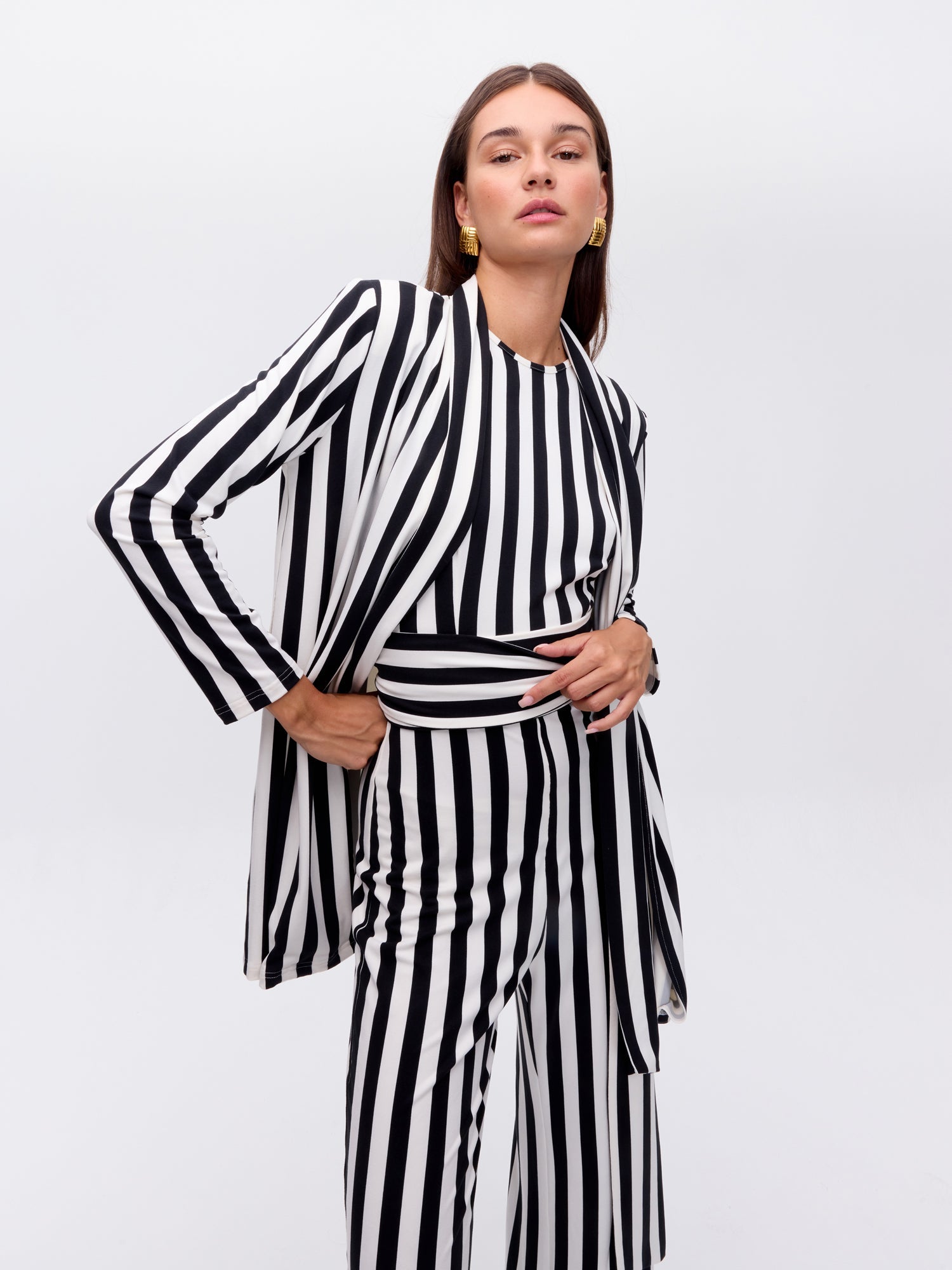 SPICY STRIPES - Kimono de rayas blanco y negro