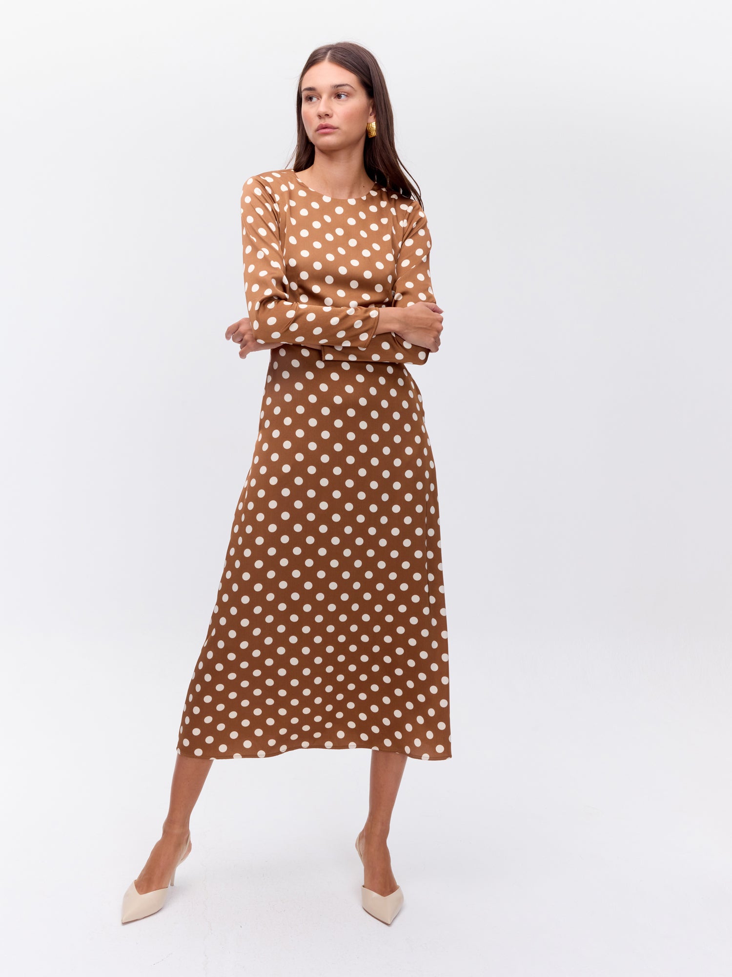 SUBLIME DOTS - Vestido escote manga larga en la espalda de lunares