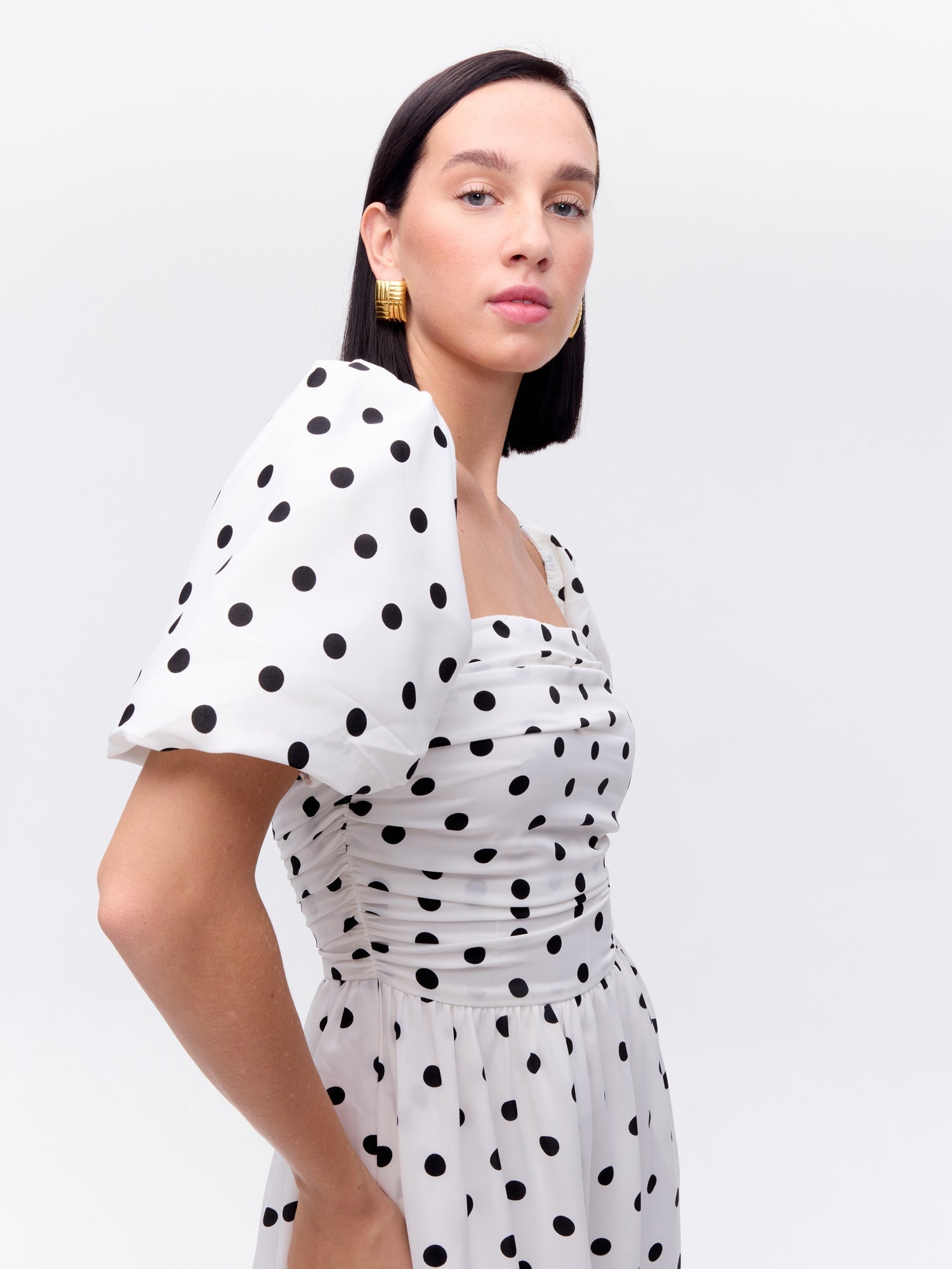 SUSPIRO DOTS - Vestido corpiño vuelo dots blanco