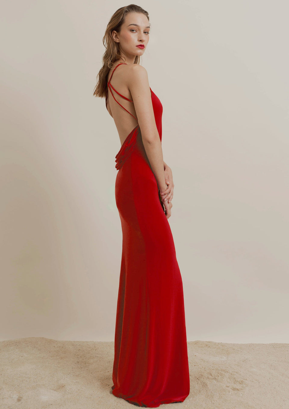 VESTIDO LONG CHIARA ROJO TALLAS 34 Y 40