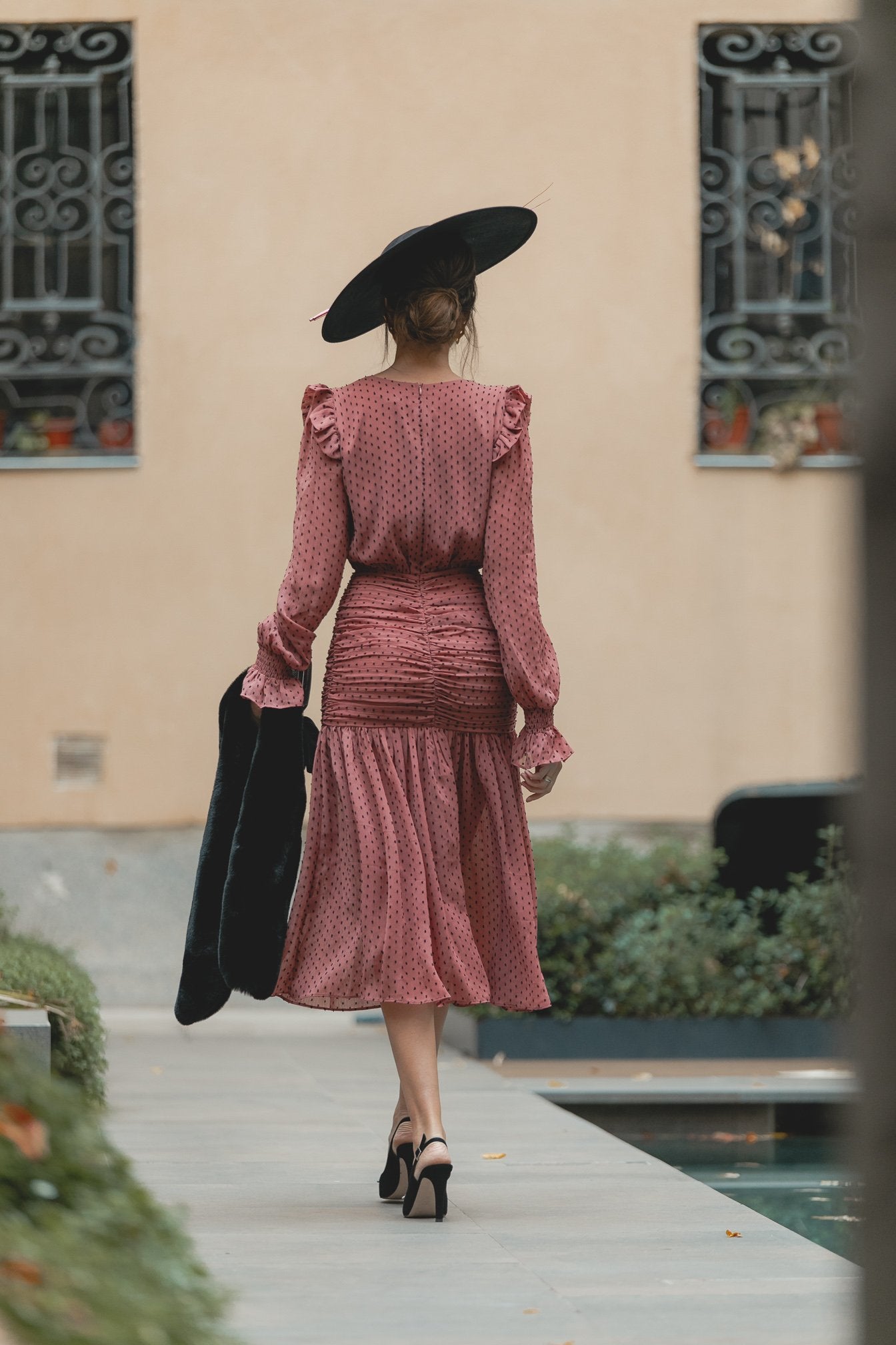 VESTIDO CASILDA PLUMETI ROSA LIPSTICK  LADY B