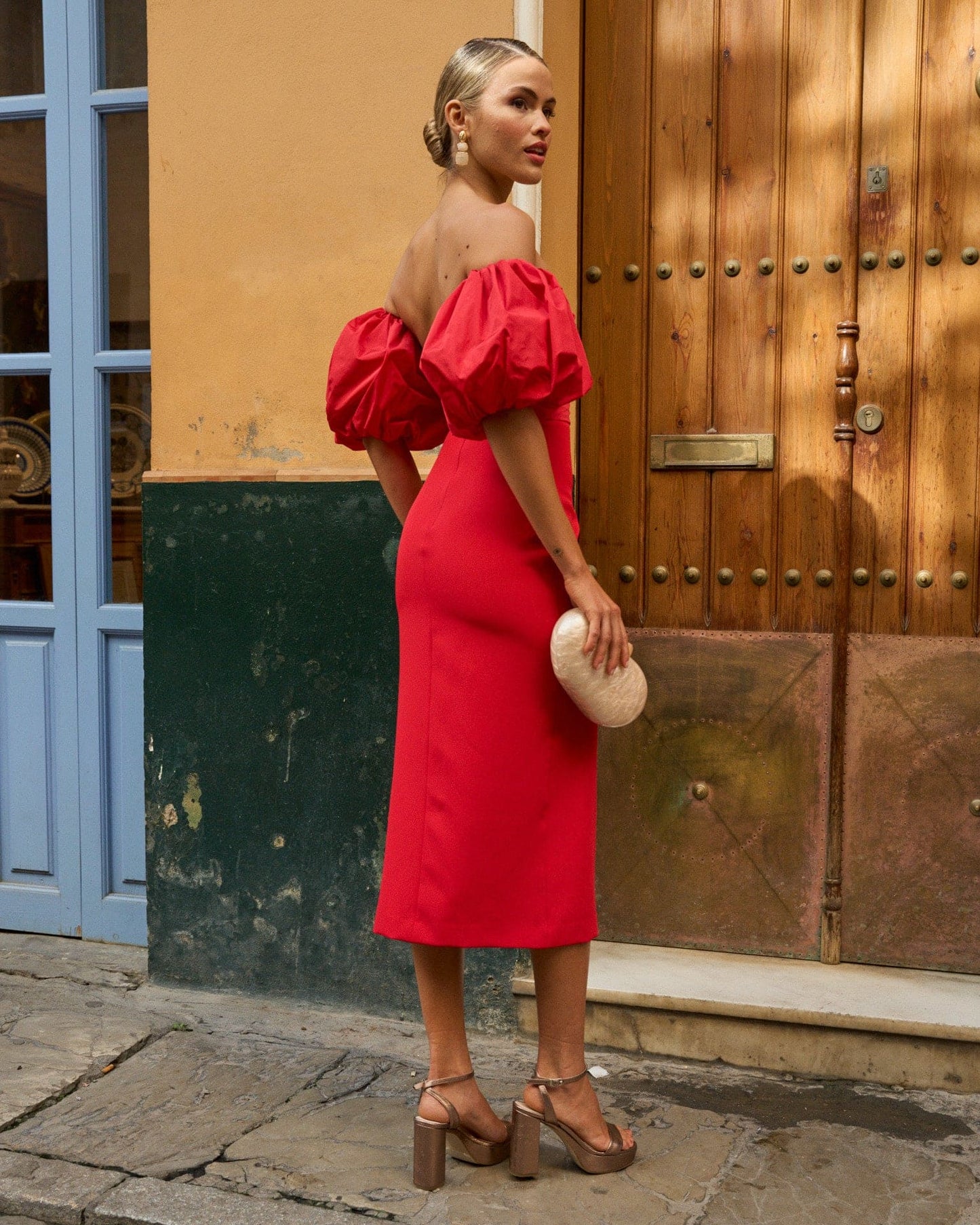 VESTIDO MIDI MANUELA ROJO