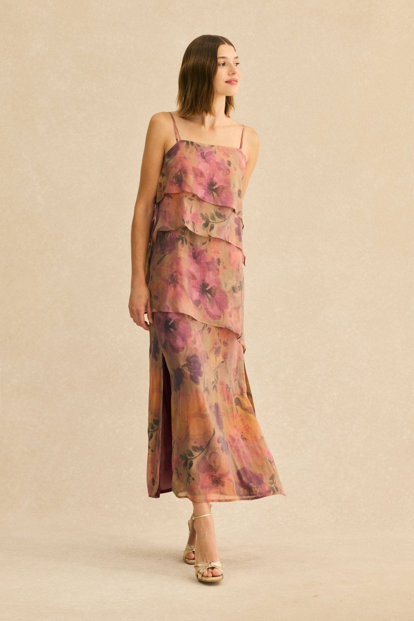 Vestido ROSES Estampado Nude