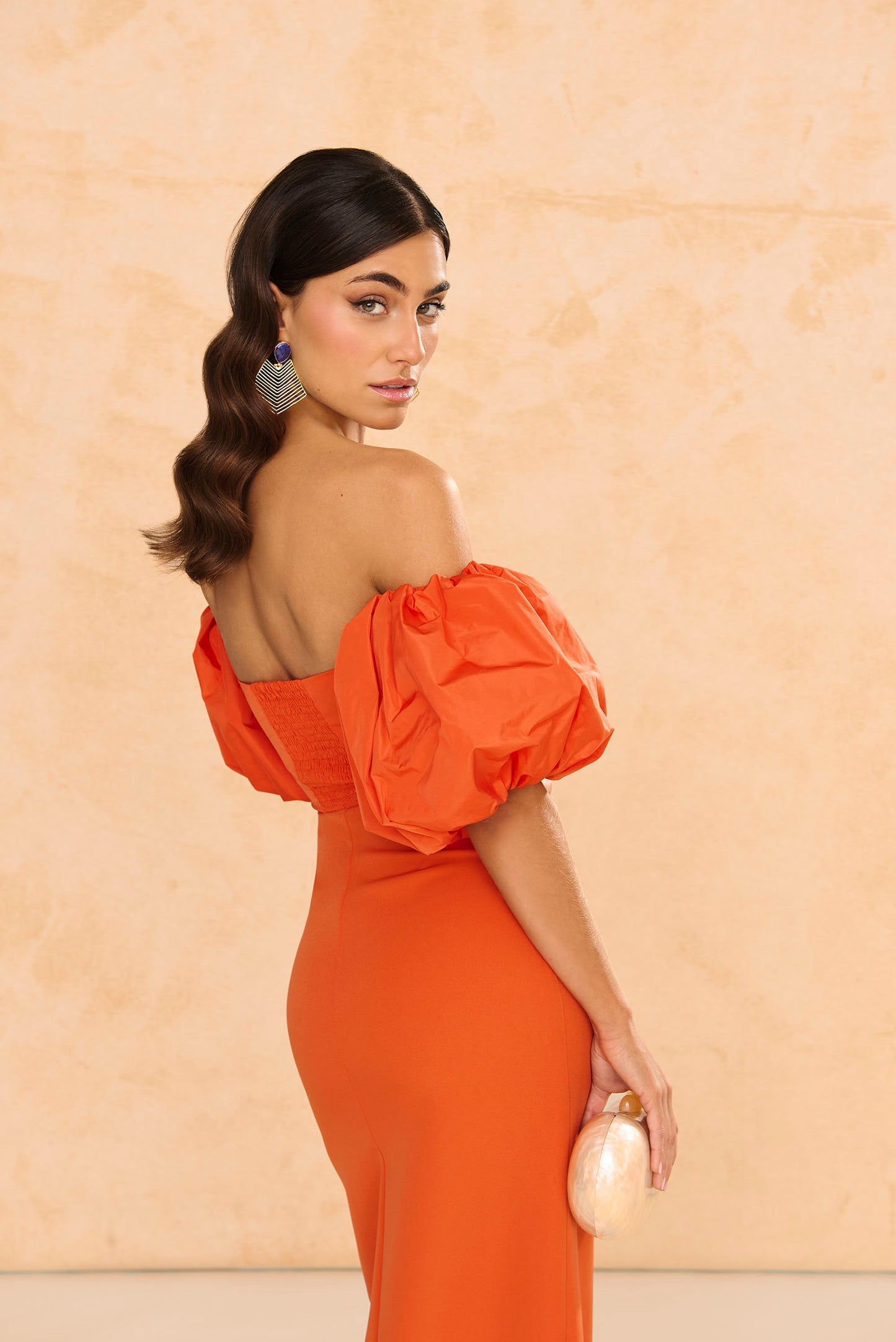 VESTIDO MIDI MANUELA NARANJA